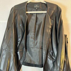 Worthington Plus Size Faux Leather Peplum Jacket 16W – Black Vegan Leather